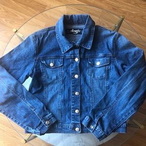 Denim / Jean Jacket stretch fabric by Angfu size L